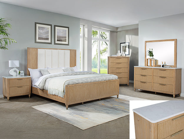 SETB1450 KARA BEDROOM GROUP -CERUSED NATURAL