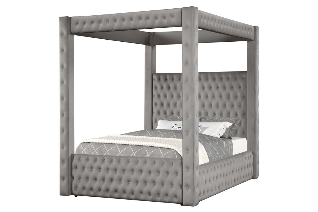 Castle Canopy Grey Platform Bed