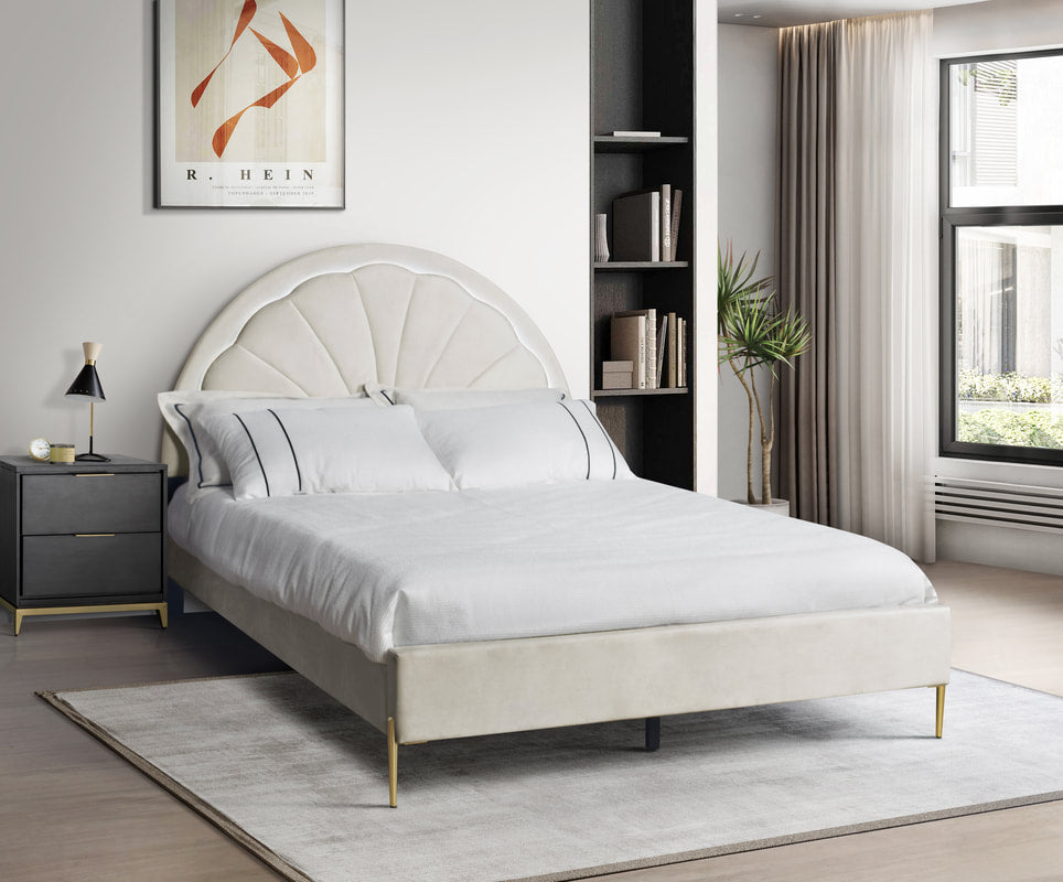 Flora Beige Platform Bed Twin, Full, Queen (LED LIGHTS)