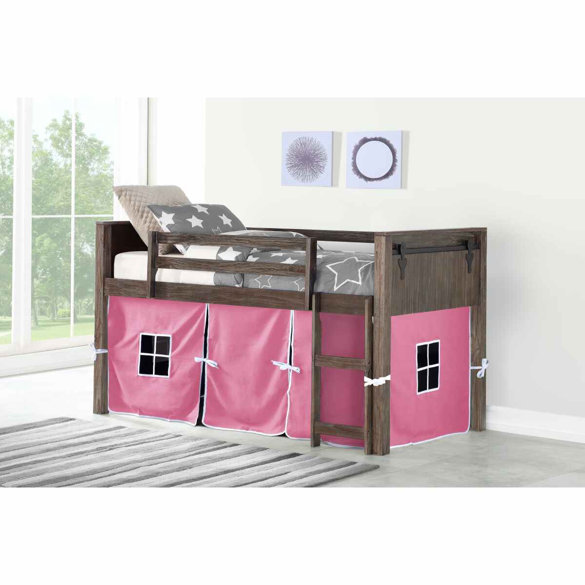 BARN DOOR LOW LOFT BRUSHED SHADOW W/PINK TENT KIT