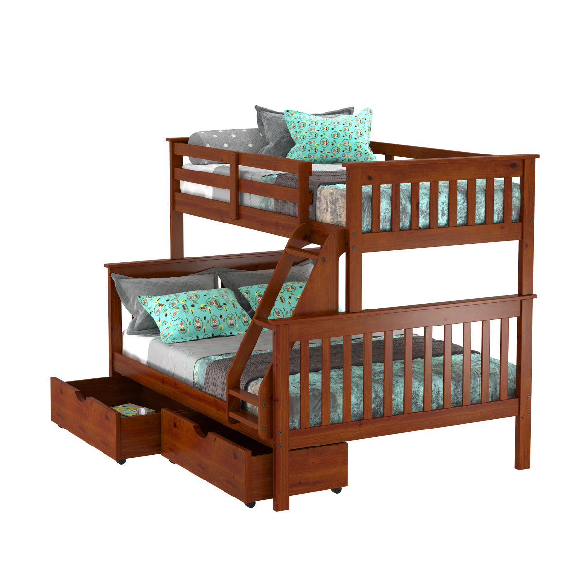 TWIN/FULL MISSION BUNKBED WITH DUAL UNDERBED DRAWERS ESPRESSO