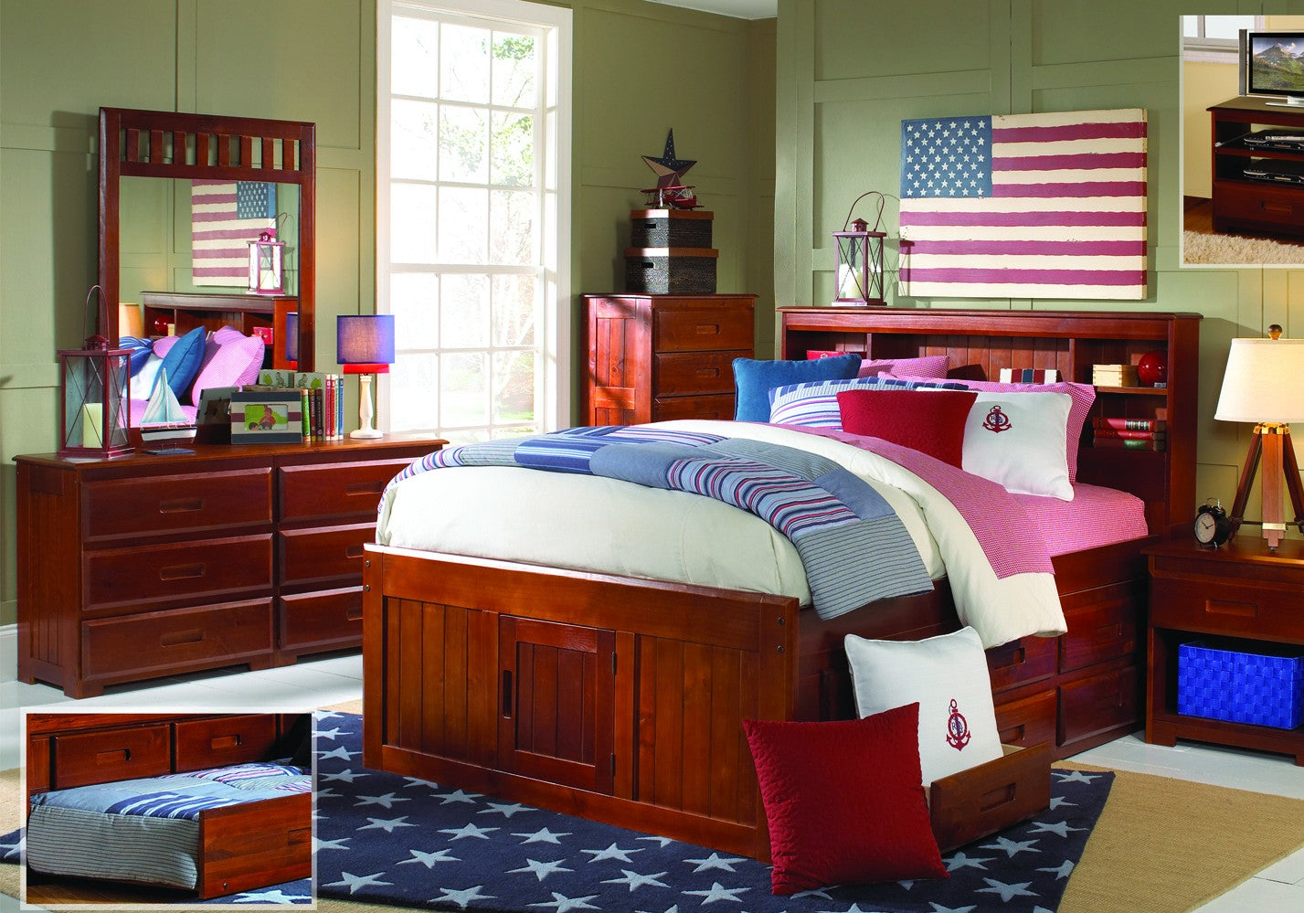 2821 Merlot Captains Bed Full