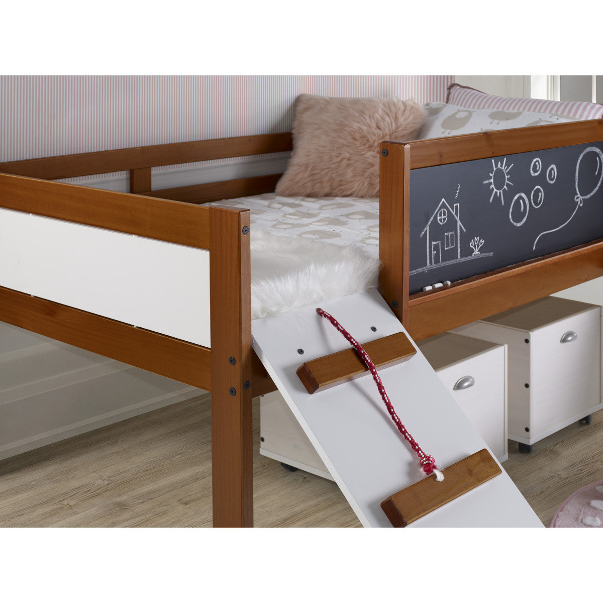 TWIN ART PLAY JUNIOR LOW LOFT WITH TOY BOXES IN ESPRESSO FINISH