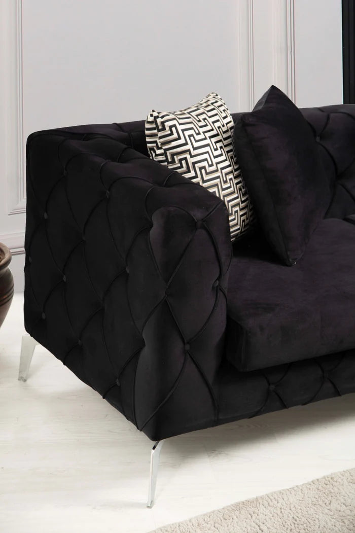 Piera Black Velvet Reversible Sectional