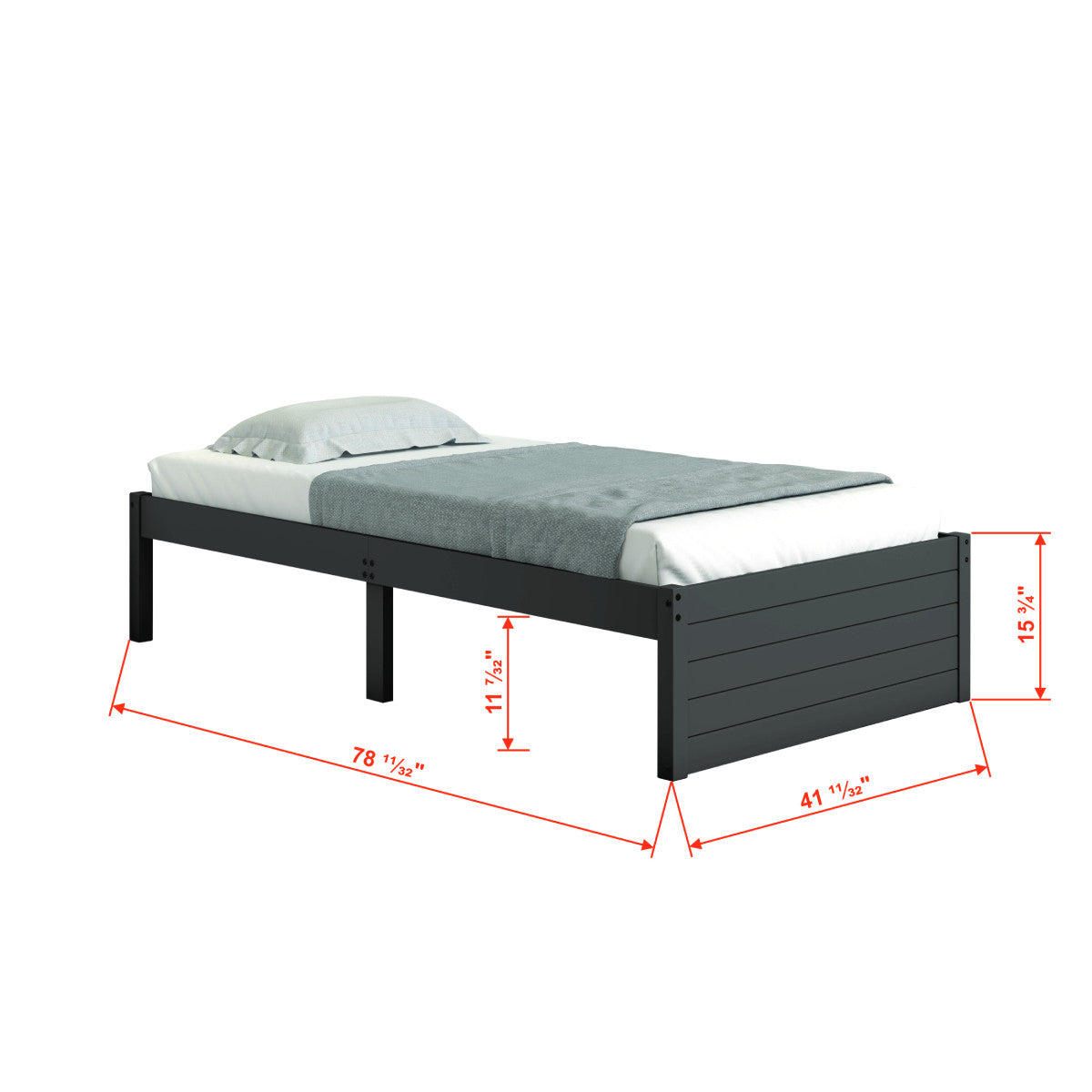 TWIN BED DARK GREY