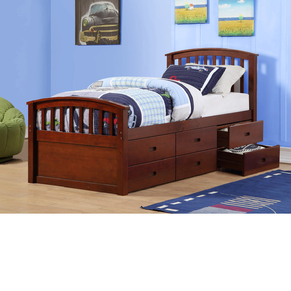 TWIN 6 DRAWER CAPTAINS BED CAPPUCCINO