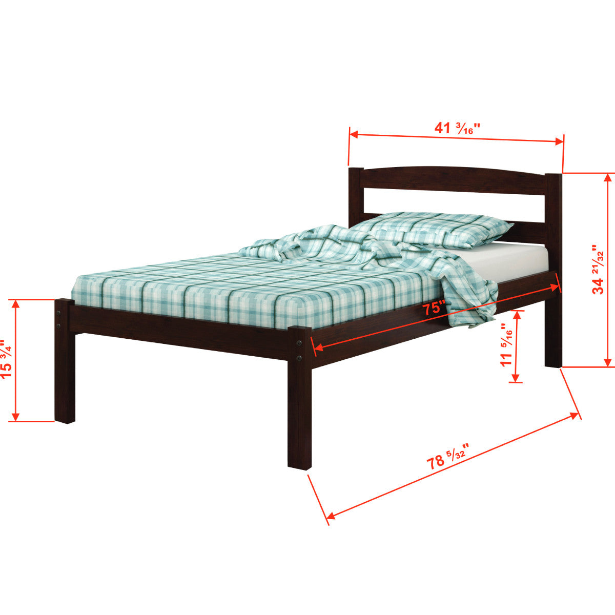 TWIN ECONO BED WITH TRUNDLE BED DARK CAPPUCCINO FINISH