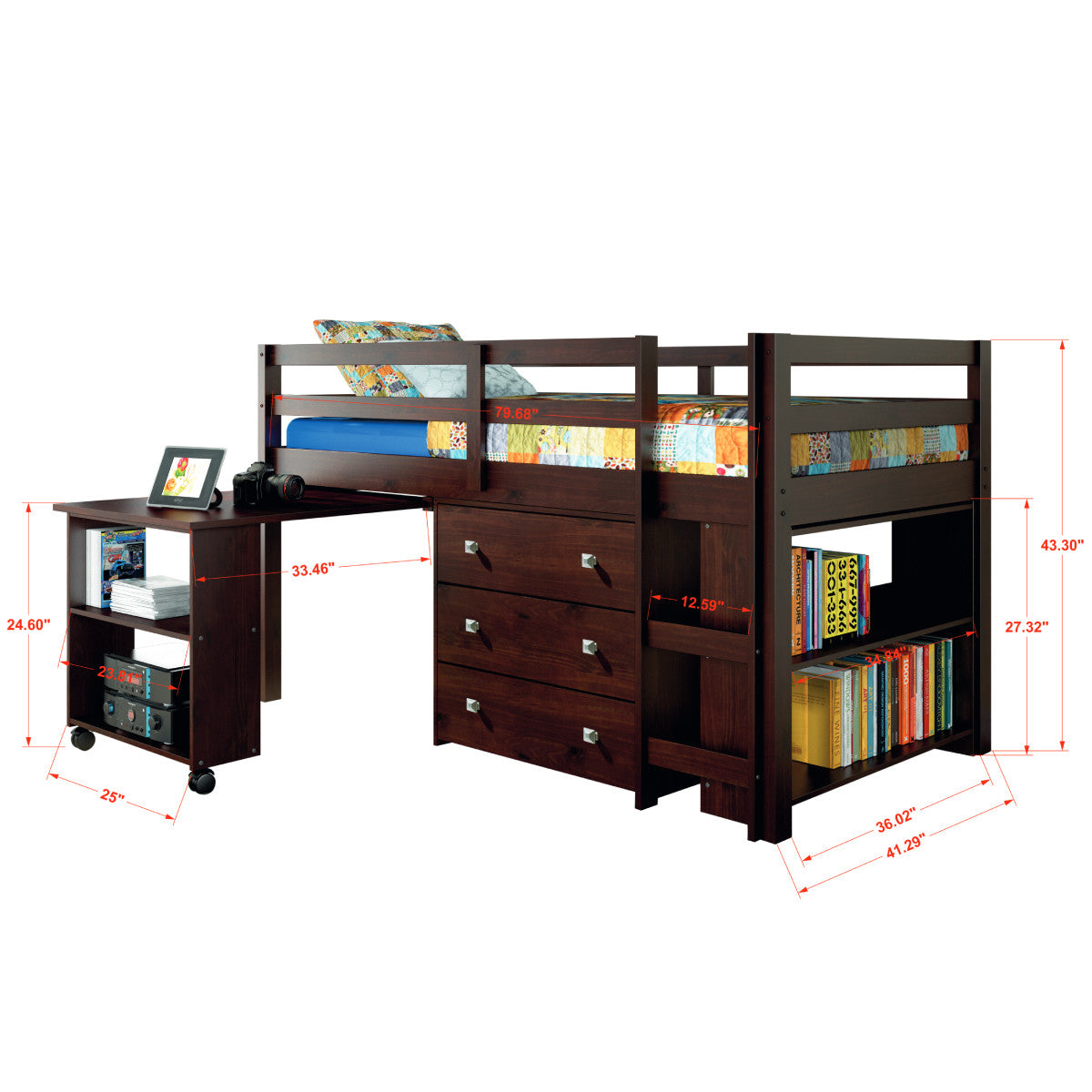 LOW LOFT BED CAPPUCCINO