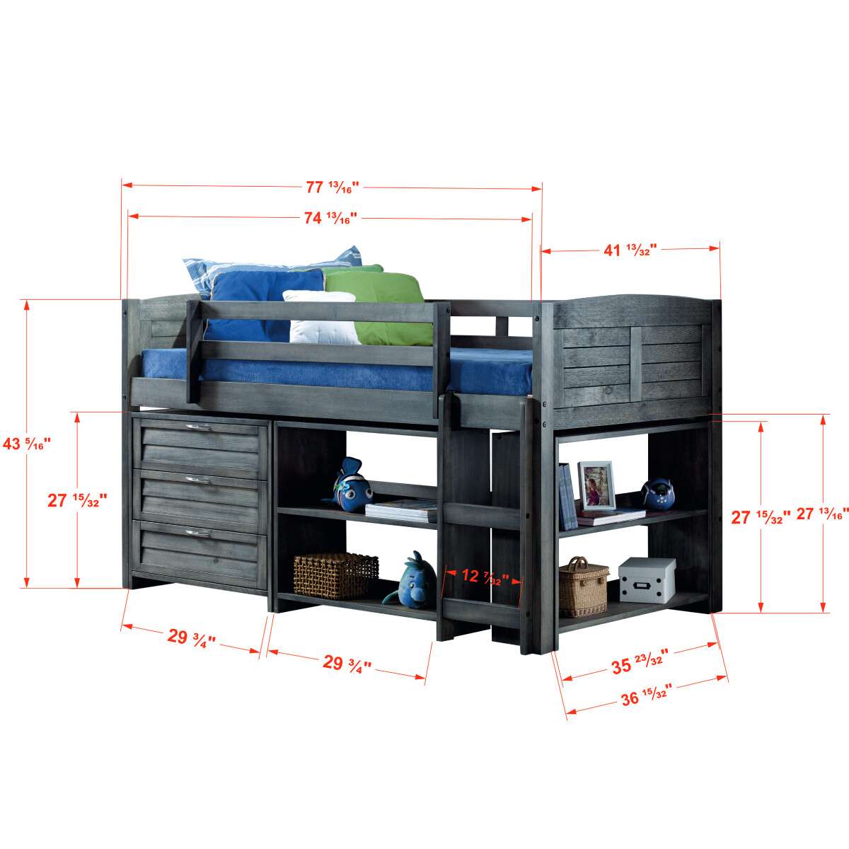 LOUVER LOW LOFT ANTIQUE GREY