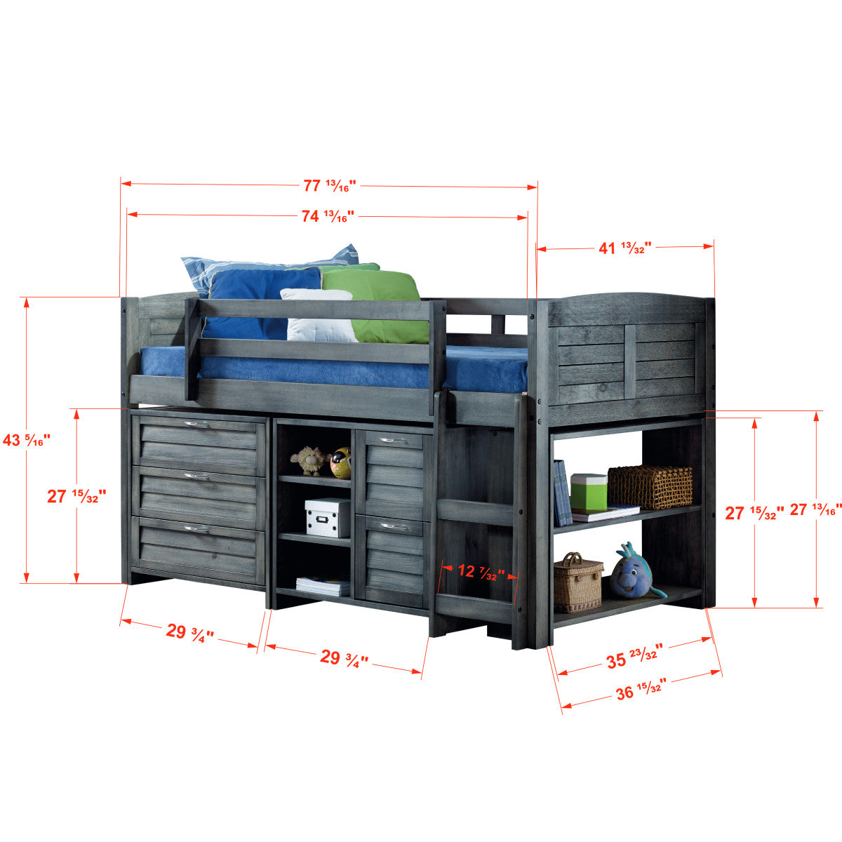 LOUVER LOW LOFT ANTIQUE GREY