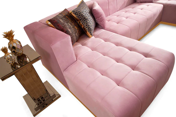 Elisha Pink Velvet Double Chaise Sectional