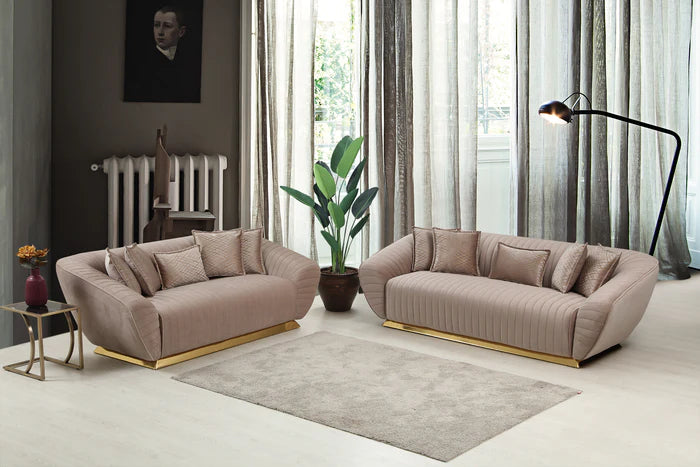 Empoli Stone Velvet Sofa & Loveseat