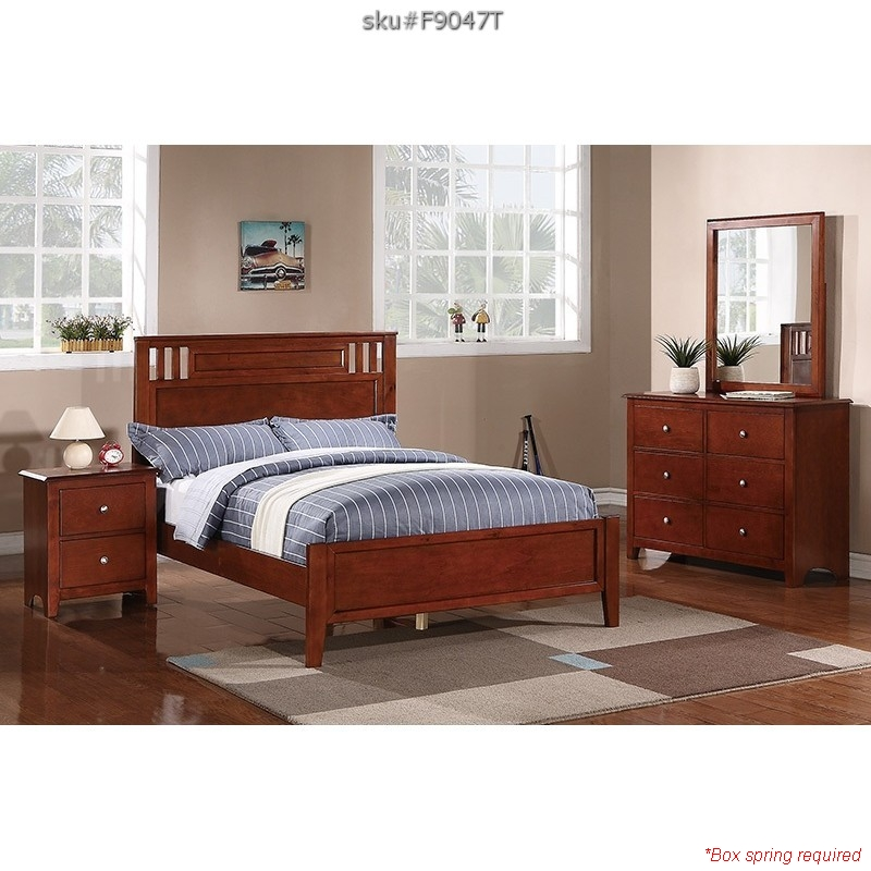 F9047 TWIN OR FULL BED HONEY WALNUT