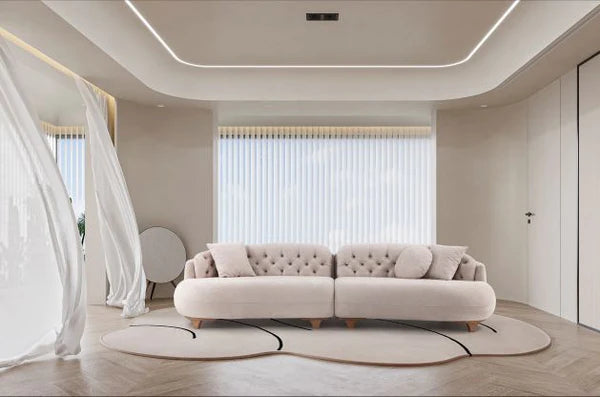 Allura Beige Boucle Curved Sectional