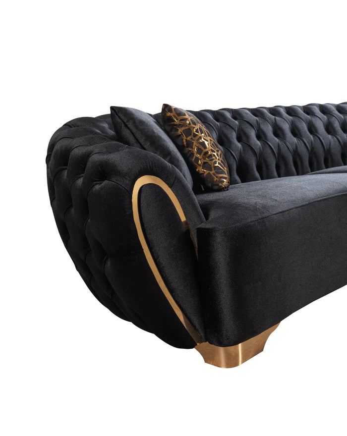 Victoria Black Velvet Sofa & Loveseat