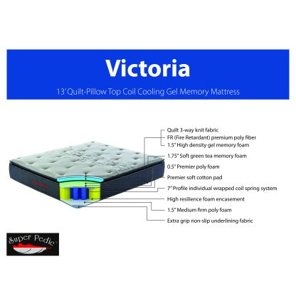 Victoria – 13″ Pocket Cooling Gel Memory Foam-Pillow Top