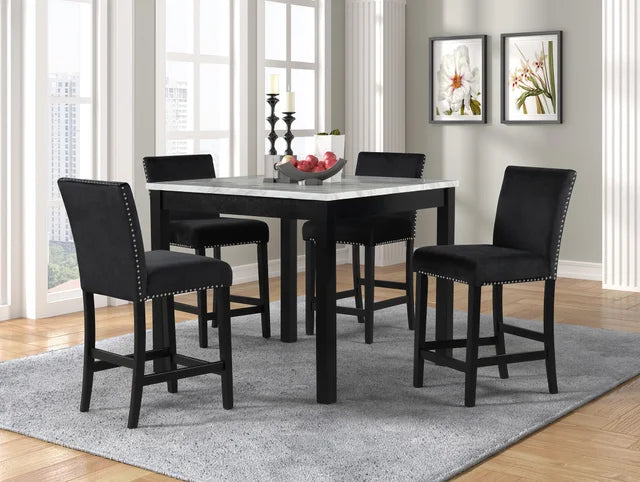 Black Pub Table + 4 Chair Set