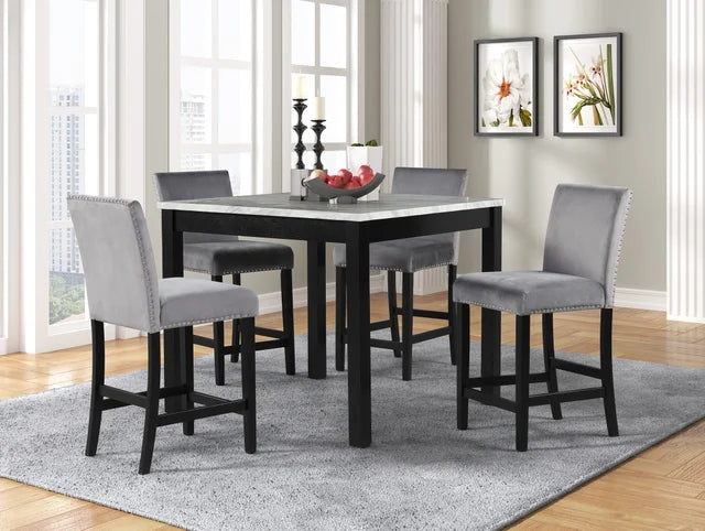 Grey Pub Table + 4 Chair Set