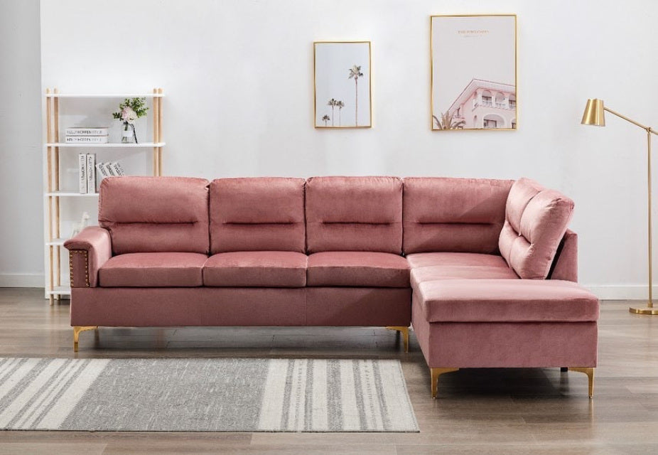 Vogue Sectional - Pink Velvet