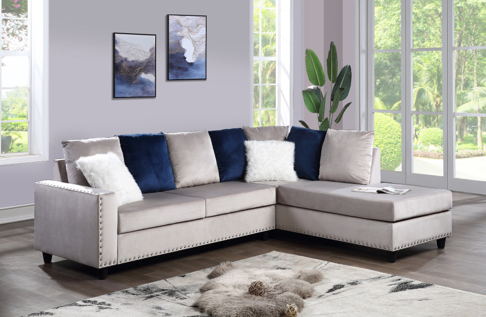 Cindy- Silver Reversible Sectional