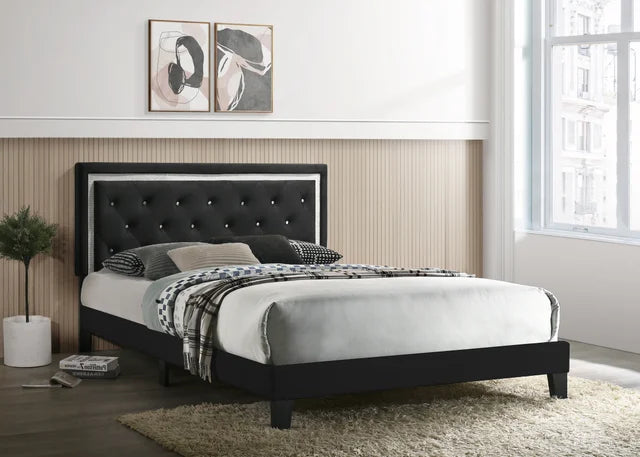 Passion White Velvet Platform Bed - Twin, Full, Queen, King