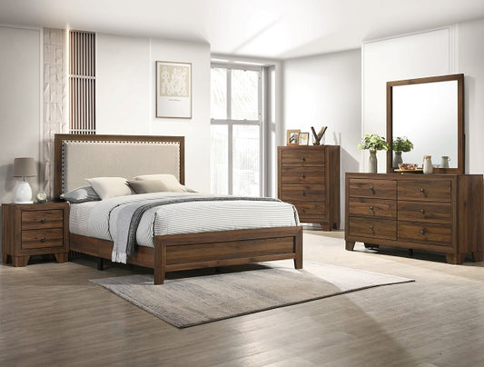 SETB9255 MILLIE UPHOLSTERED BED GROUP BROWN