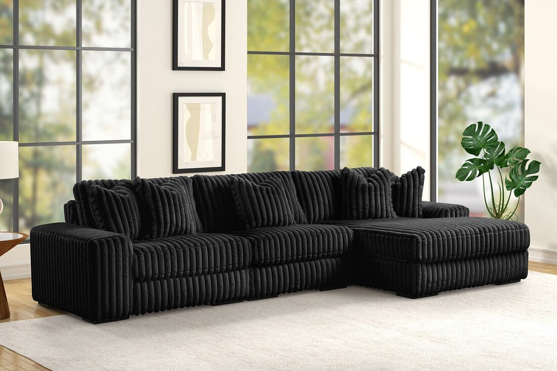 SUNDAY2 CORDUROY BLACK 3PC Sectional