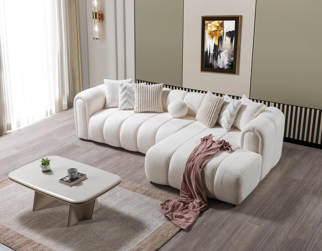 Lis Ivory Boucle RAF 115” Sectional