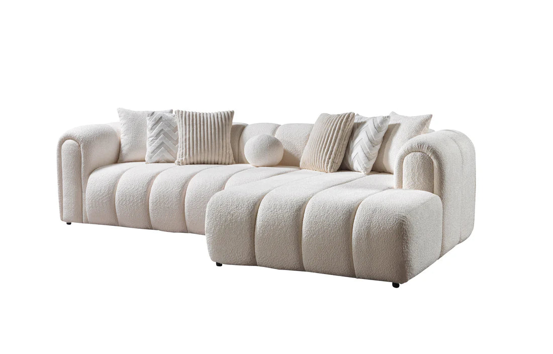 Lis Ivory Boucle RAF 115” Sectional