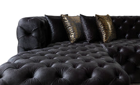 Neva Black Velvet Double Chaise 138” Sectional