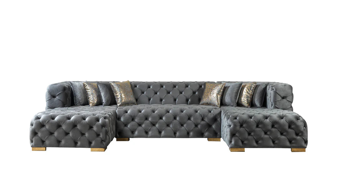 Neva Gray Velvet Double Chaise 138” Sectional