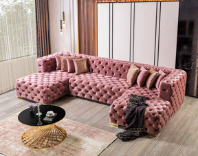 Neva Pink Velvet Double Chaise 138” Sectional