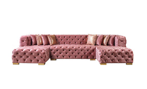 Neva Pink Velvet Double Chaise 138” Sectional