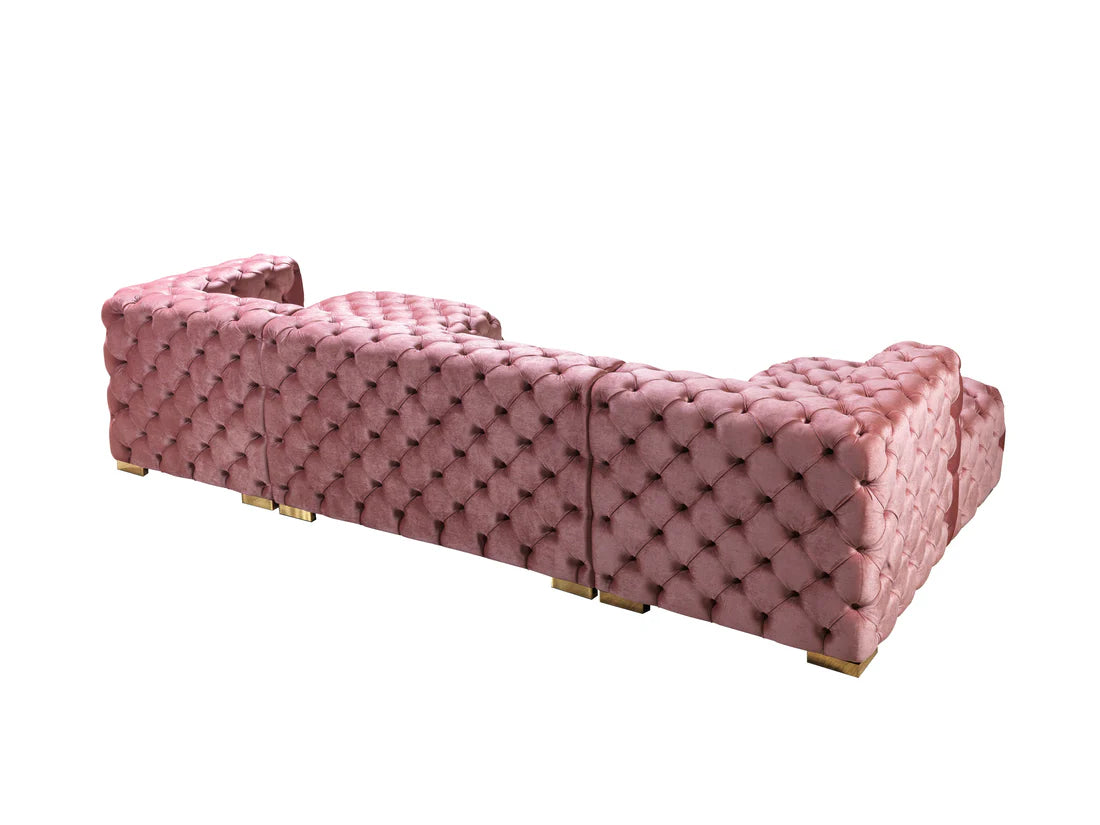 Neva Pink Velvet Double Chaise 138” Sectional