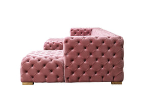 Neva Pink Velvet Double Chaise 138” Sectional