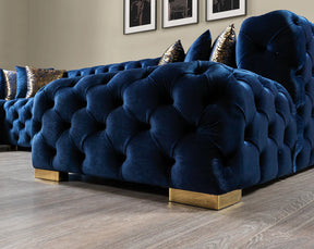 Neva Blue Velvet Double Chaise 138” Sectional