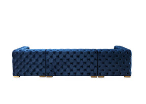 Neva Blue Velvet Double Chaise 138” Sectional