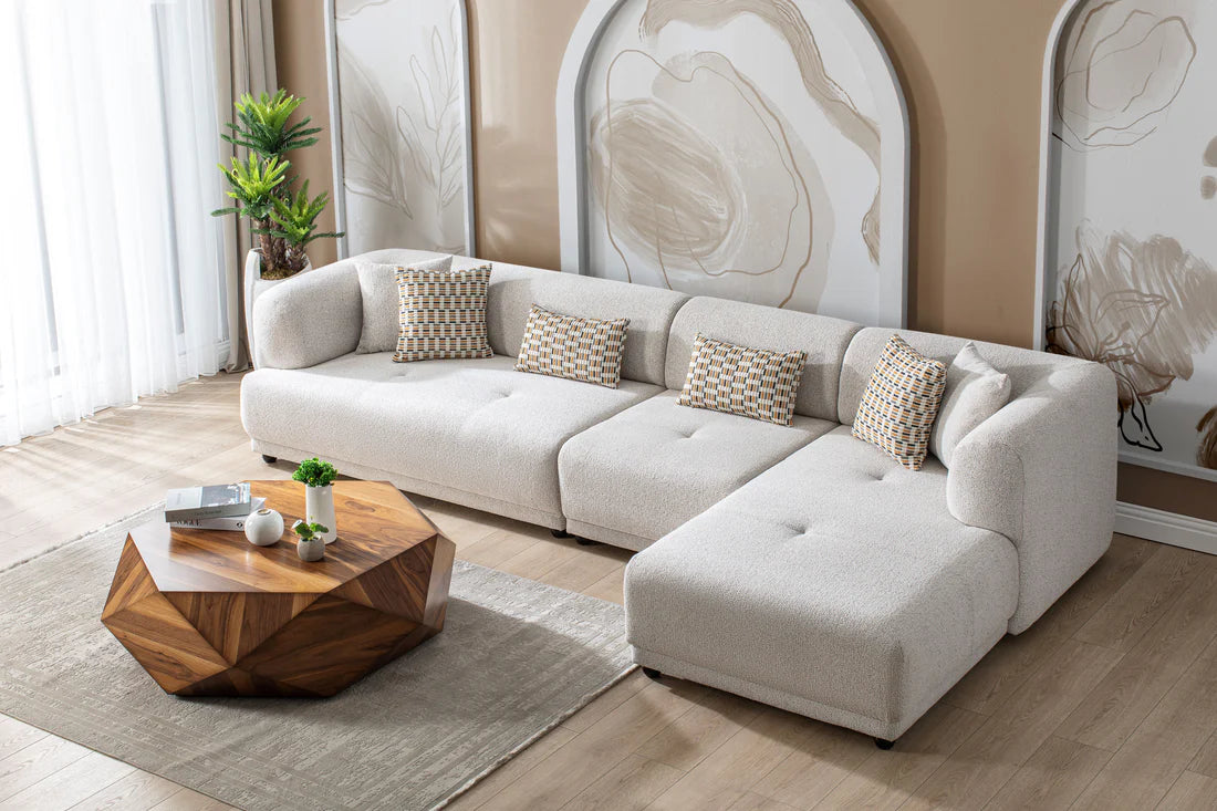 Lyna Ivory 3 Pc 144” RAF Sectional