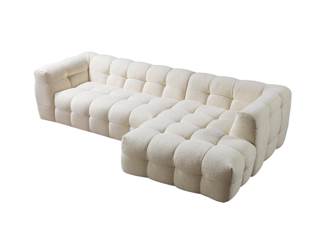 Ivy Ivory Boucle RAF 110” Sectional