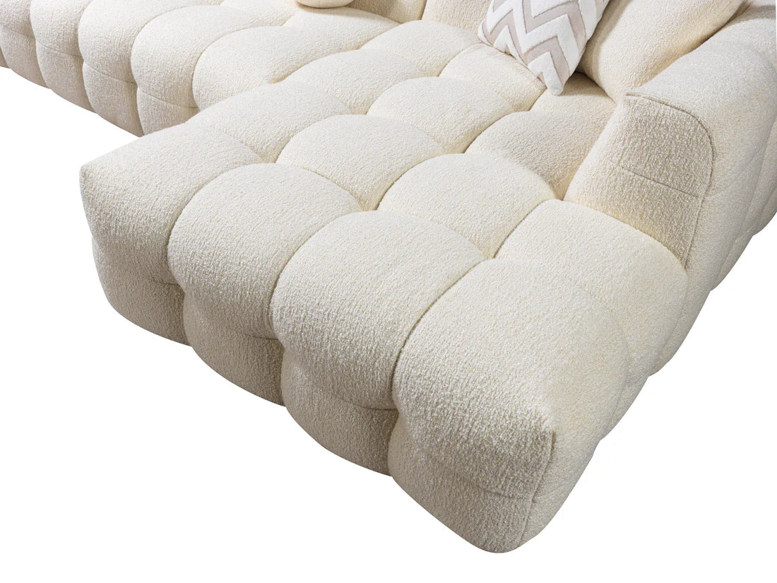 Ivy Ivory Boucle RAF 110” Sectional