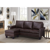 SH3318BRP-3SC SECTIONAL W/ DROP DOWN TABLE & USB -BROWN PU