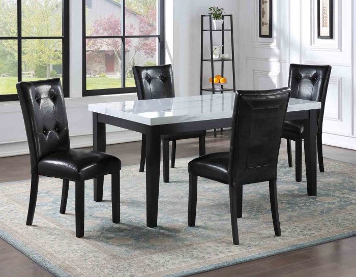 Sterling 5 Piece Faux-Marble Top Dining(Table & 4 Side Chairs)