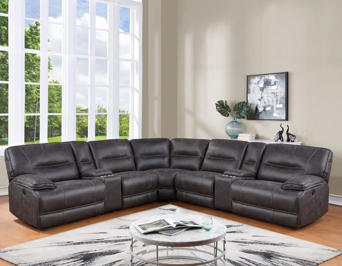 Ogden 6-Piece Power Sectional with RAF Recliner