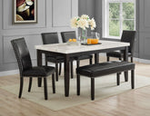 Westby 6 Piece Marble Top Set(Table, Bench & 4 Side Chairs)