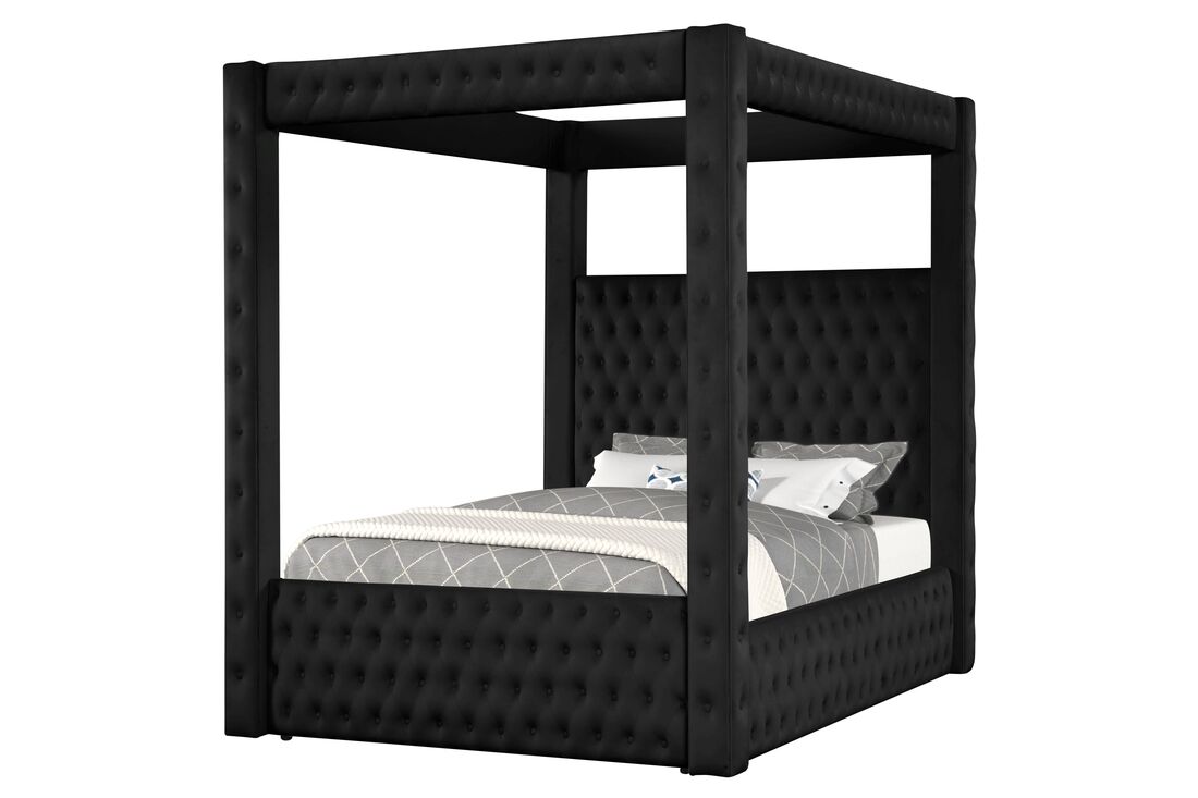 Castle Canopy Black Platform Bed - King
