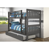 TWIN/TWIN MISSION BUNK BED W/TRUNDLE BED IN DARK GREY FINISH