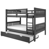 FULL/FULL MISSION BUNK BED WITH TRUNDLE BED DARK GREY FINISH
