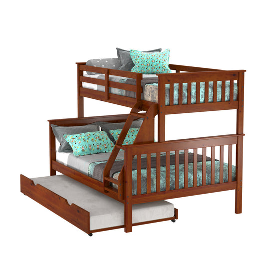 TWIN/FULL MISSION BUNKBED WITH TRUNDLE BED LIGHT ESPRESSO
