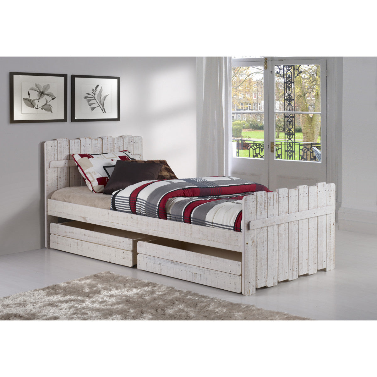 TWIN TREE HOUSE BED RUSTIC SAND W/DRAWERS