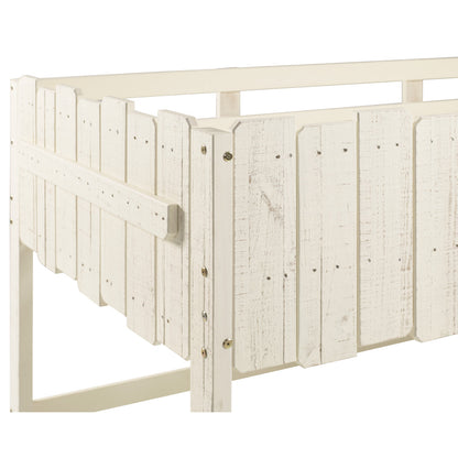 TWIN PICKET FENCE LOW LOFT W/DRAWERS RUSTIC SAND